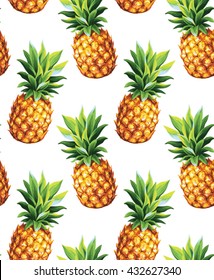 Pineapple Seamless Pattern. Vector Illustration.