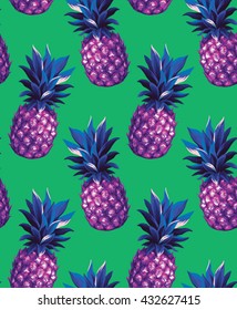 Pineapple seamless pattern. Vector illustration.