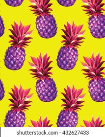 Pineapple seamless pattern. Vector illustration.