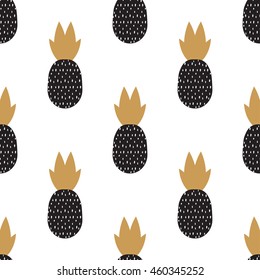 Pineapple seamless pattern. Vector illustration.