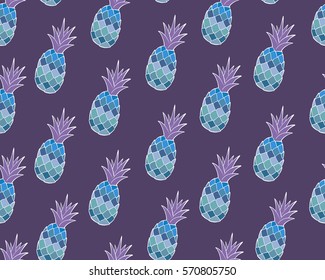 Pineapple seamless pattern. Vector illustration.
