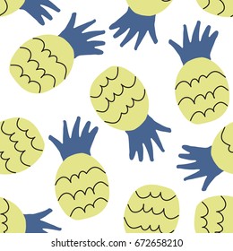 Pineapple seamless pattern. Vector illustration.