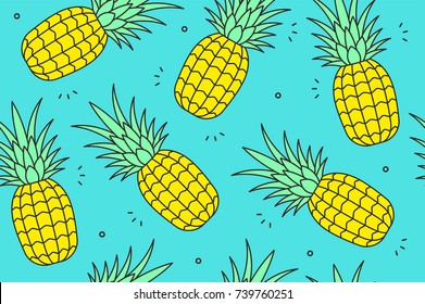 Pineapple seamless pattern. Vector illustration
