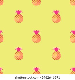 Pineapple Seamless Pattern Yellow Background