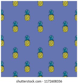 Pineapple seamless pattern..Funny background vector print.Summer pattern.