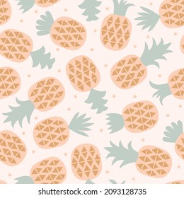 Pineapple seamless patterns neutral color