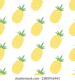 Pineapple seamless pattern.Tropical fruit repeat pattern.Hand draw graphic vector illustration.
