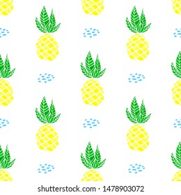 Pineapple seamless vector pattern. Decorative illustration, good for printing.  
Colorful wallpaper vector. Seamless pattern in vector. Fruit illustration. Great for label, print, packaging, fabric. 