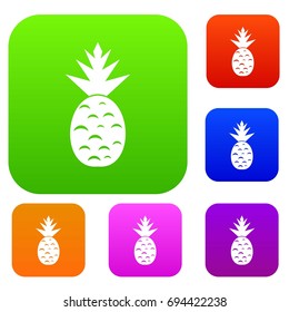 Pineapple set icon in different colors isolated vector illustration. Premium collection