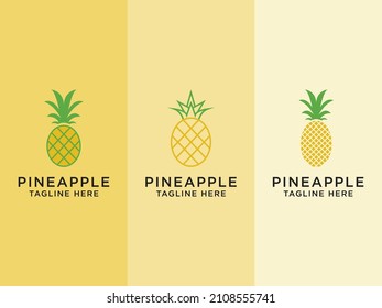 Pineapple Set Logo Icon Design Template Concept Illustration Vector