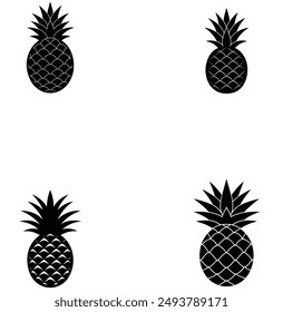 Pineapple set silhouette vector illustration