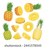 Pineapple set whole and half and slide cut