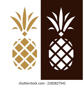 Ananas-Set. Ganze Ananas und Scheiben einzeln auf weißem Hintergrund. Vektorgrafik tropischer Früchte im Cartoon-Stil