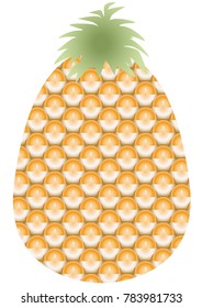 Pineapple shape, cutout filled with flat characteristic fruit texture