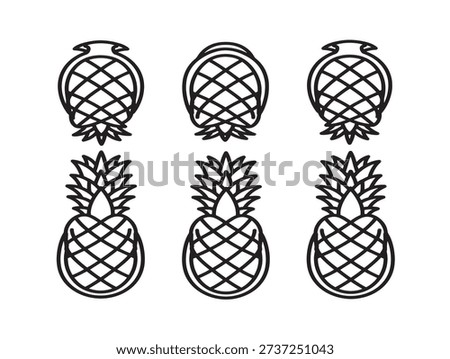 Pineapple shapes 2D vector line art for a gorgeous and summery graphic