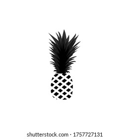 Pineapple silhouette icon. Isolated on white. Black Pineapple.