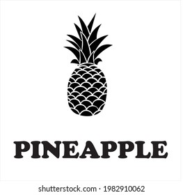 Pineapple silhouette icon. Isolated on white. Black Pineapple. Vector