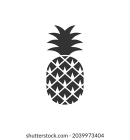 Pineapple silhouette icon. Isolated on white. Black Pineapple.