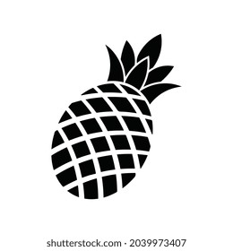 Pineapple silhouette icon. Isolated on white. Black Pineapple.