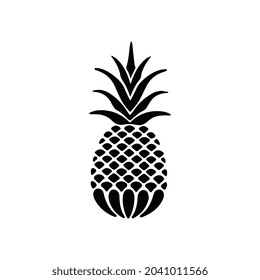 Pineapple silhouette icon. Isolated on white. Black Pineapple.