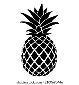 Pineapple silhouette icon Isolated on white Black pineapple vector