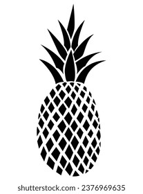 Pineapple silhouette icon. Isolated on white background. Vector illustration.