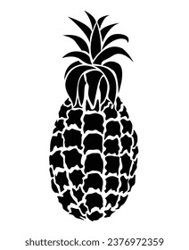 Pineapple silhouette icon. Isolated on white background. Vector illustration.