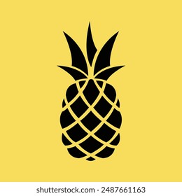 Ananas-Silhouette-Symbol isoliert auf gelb-schwarzer Ananas-Vektorgrafik. Frische Sweet Art Vektorgrafik Design.