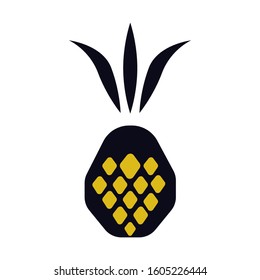 Pineapple silhouette icon. Isolated over white background. Logo for your style. Black pineapple vector illustration.