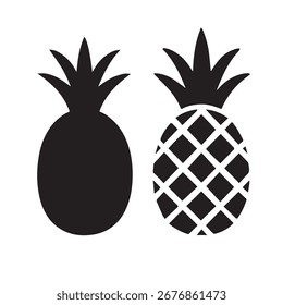 Pineapple Silhouette Icons – Tropical Fruit Vector Design