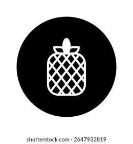 A pineapple silhouette on a round black background: Minimalist design concept for branding and logo, perfect for food product marketing