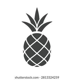 Pineapple Silhouette On White Background Tropical Fruit Shape