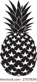 Silueta de la piña con el modelo de la textura de la estrella, Ilustración vectorial gráfica audaz