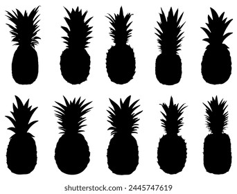 Pineapple silhouette vector art white background