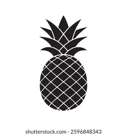 Pineapple Silhouette Vector Graphic - Minimalist Black and White Design