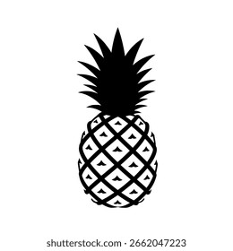 Pineapple silhouette vector icon of a tropical fruit, for healthy food, summer, and nutrition design projects.