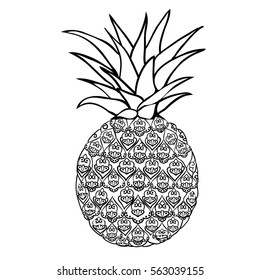 pineapple silhouette - vector illustration