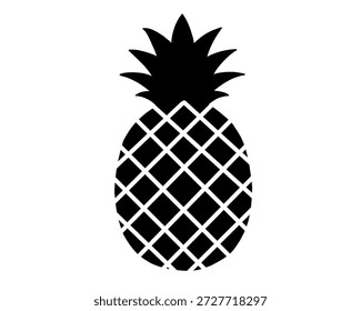 Silhueta de ananás. Ilustração vetorial isolada sobre fundo branco.
