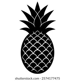 pineapple silhouette vector on white background