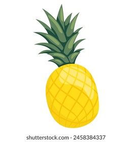 Pineapple simple illustration. Ripe juicy fruit. Bright cartoon vector flat clipart