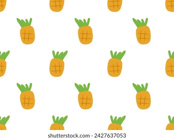 Pineapple. Simple seamless pattern. Vector illustration on white background.