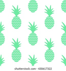 Pineapple simple vetor seamless background. Textile fabric green mint ananas pattern. Baby simple apparel and linen design.