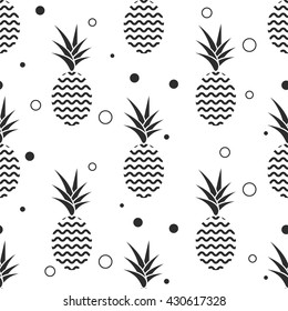 Pineapple simple vetor seamless background. Textile fabric ananas monochrome grey pattern. Baby simple scandinavian white style apparel and linen design.