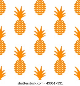 Pineapple simple vetor seamless background. Textile fabric orange ananas and white pattern. Baby simple apparel and linen design.