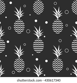 Pineapple simple vetor seamless background. Textile fabric ananas monochrome grey pattern. Baby simple scandinavian style apparel and linen design.