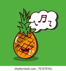 pineapple singing happy fruit kawaii cheerful character
