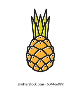 Pineapple Single Isolated Vector Illustration Colored