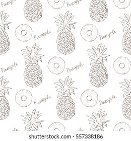 A pineapple. Sketch doodle. Background wallpaper. seamless. Plain.