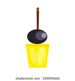 Pineapple skewer. Olive, pineapple piece, snack, skewer. Vector illustration can be used for topics like cocktail party, menu, food