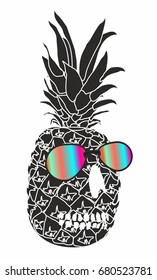 Pineapple skull graphic design vector art